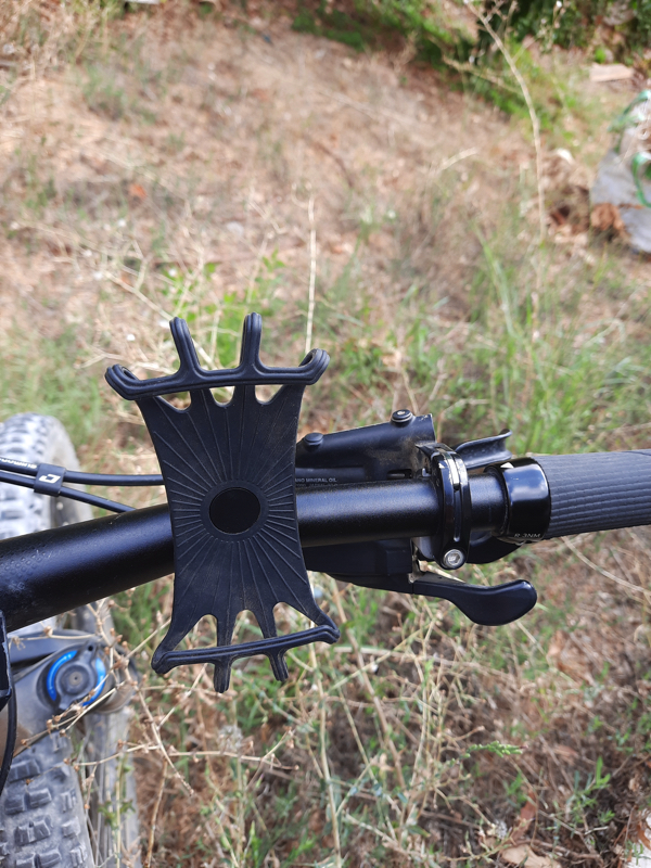 silicone phone holder on bike bar